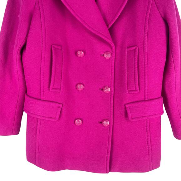 NEW Talbots Wool Blend Double Breasted Pea Coat Hot Pink Size 12 - Picture 4 of 12
